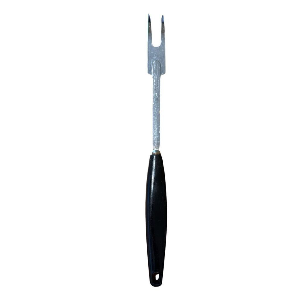 Vintage Foley #1 Meat Utility Fork Black Handle 12" Chrome - Picture 2 of 6